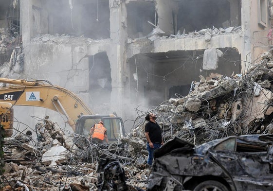 Así quedó el edificio bombardeado en Beirut.