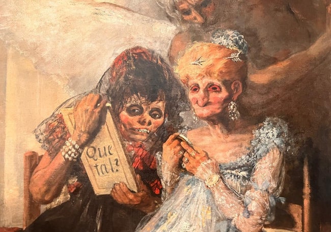 Detalle de 'Las viajas' pintura de Goya que el Prado exhibe por primer vez en España.