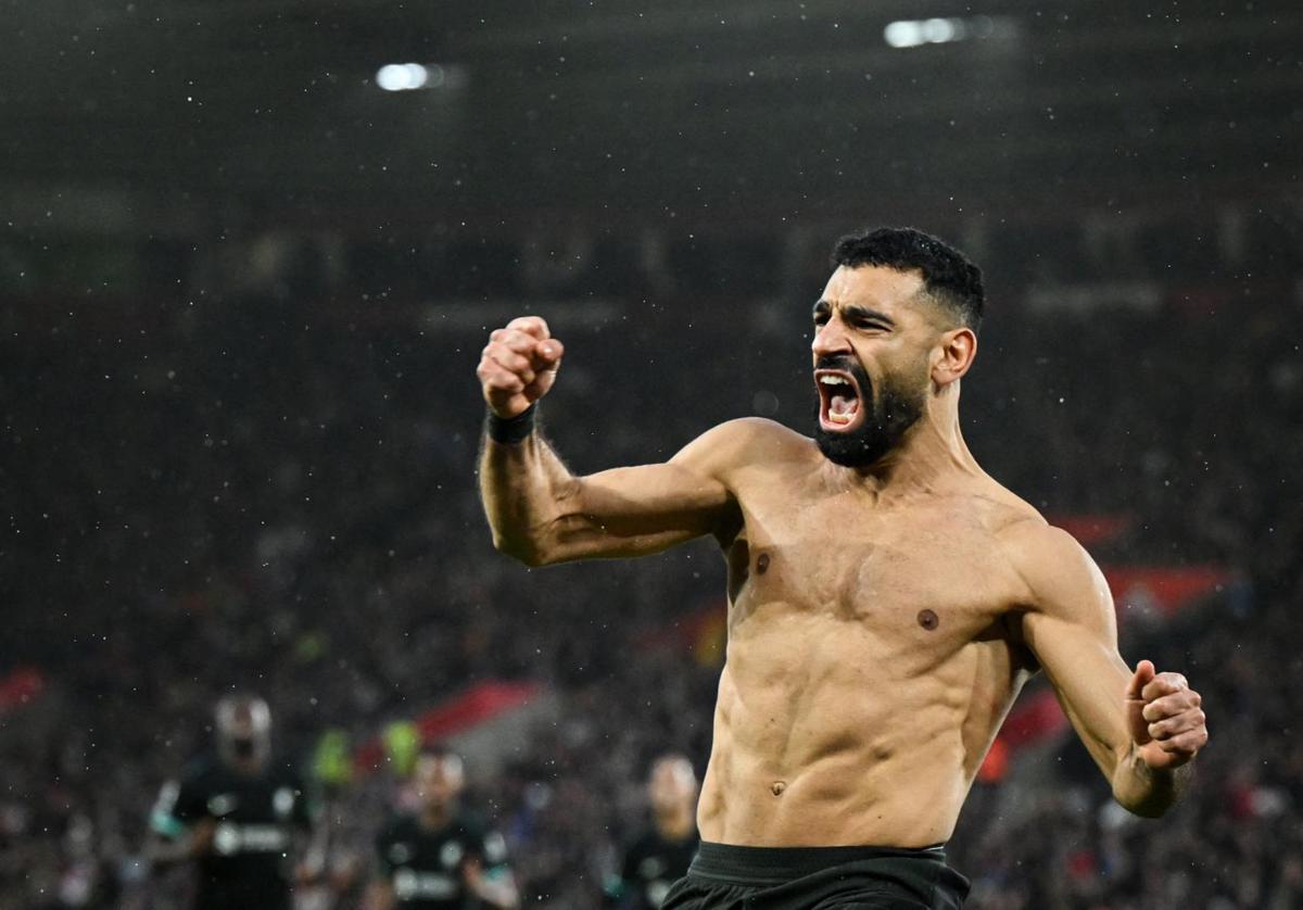 Mohamed Salah celebra el gol que certificó la remontada el domingo del Liverpool ante el Southampton.