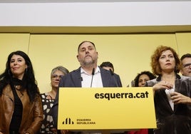 Oriol Junqueras comparece en la sede de ERC en Barcelona tras conocerse los resultados de las primarias.