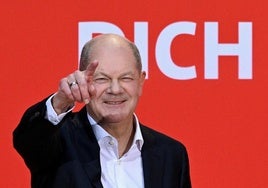 Olaf Scholz, este sábado en su primer discurso de campaña como candidato del SPD a las elecciones legislativas.