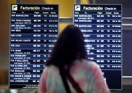 Paneles del aeropuerto de Barajas.