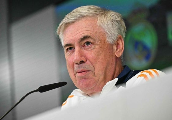 Carlo Ancelotti, durante su rueda de prensa previa al Girona-Real Madrid.