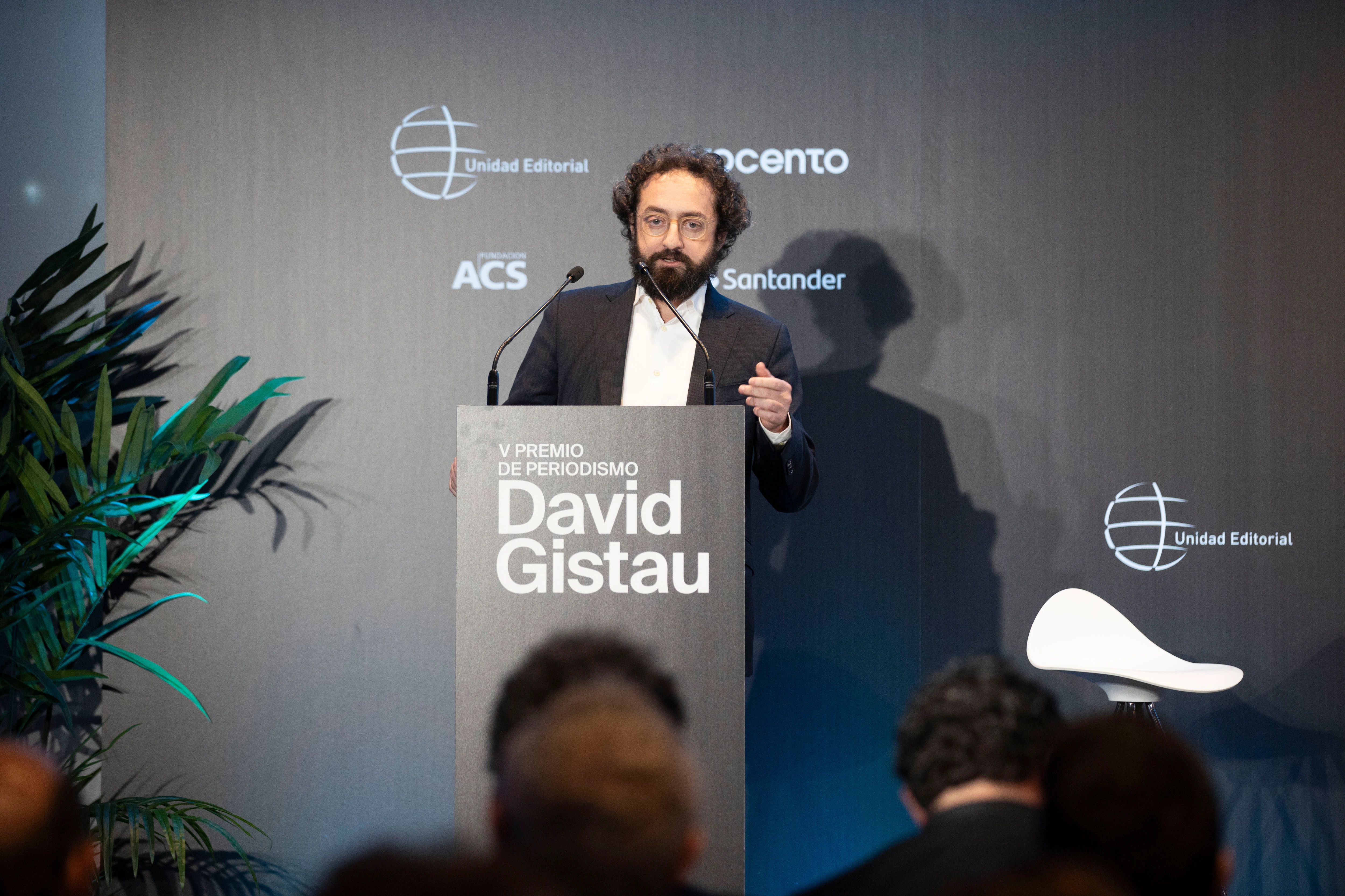 El director de El Mundo, Joaquín Manso, en la ceremonia de entrega del premio