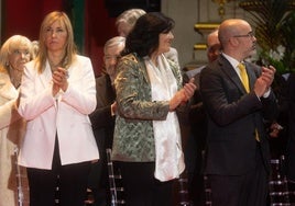 La presidenta del Consejo General del Poder Judicial, Isabel Perelló; la directora del Centro Nacional de Inteligencia (CNI), Esperanza Casteleiro y el delegado del Gobierno en la Comunidad de Madrid, Francisco Martín.