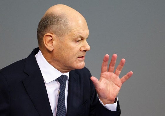 Olaf Scholz, este lunes en el Bundestag.