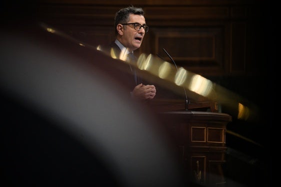 El ministro Félix Bolaños durante su invetervención en el Congreso de los Diputados.