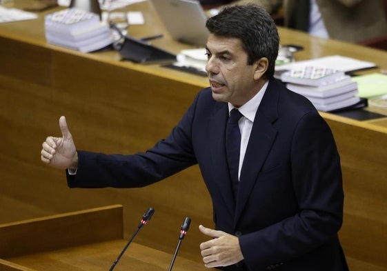 Carlos Mazón durante su intervención en el Parlamento valenciano.