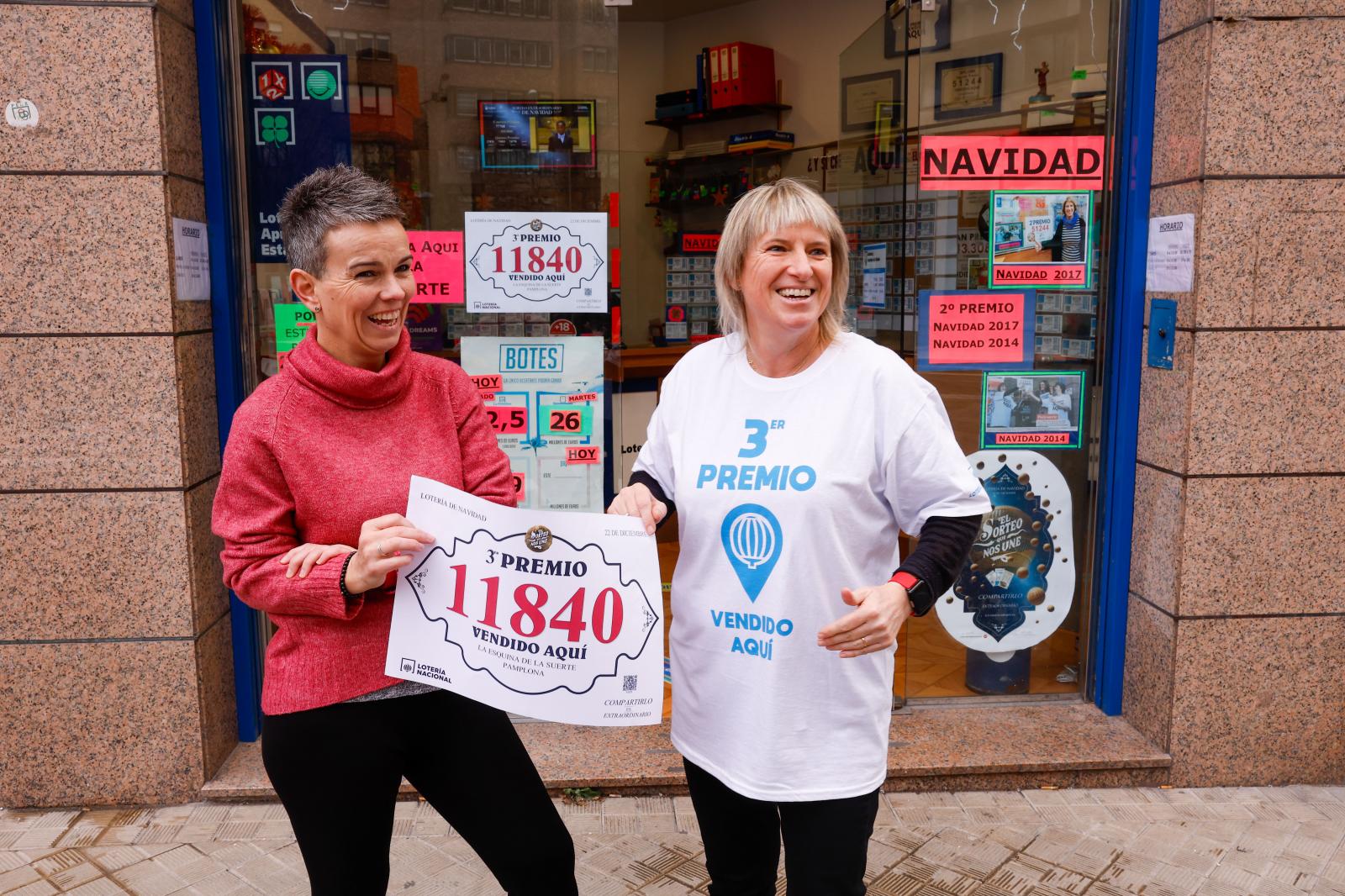 El número 11.840, tercer premio del sorteo de Navidad llega a Pamplona