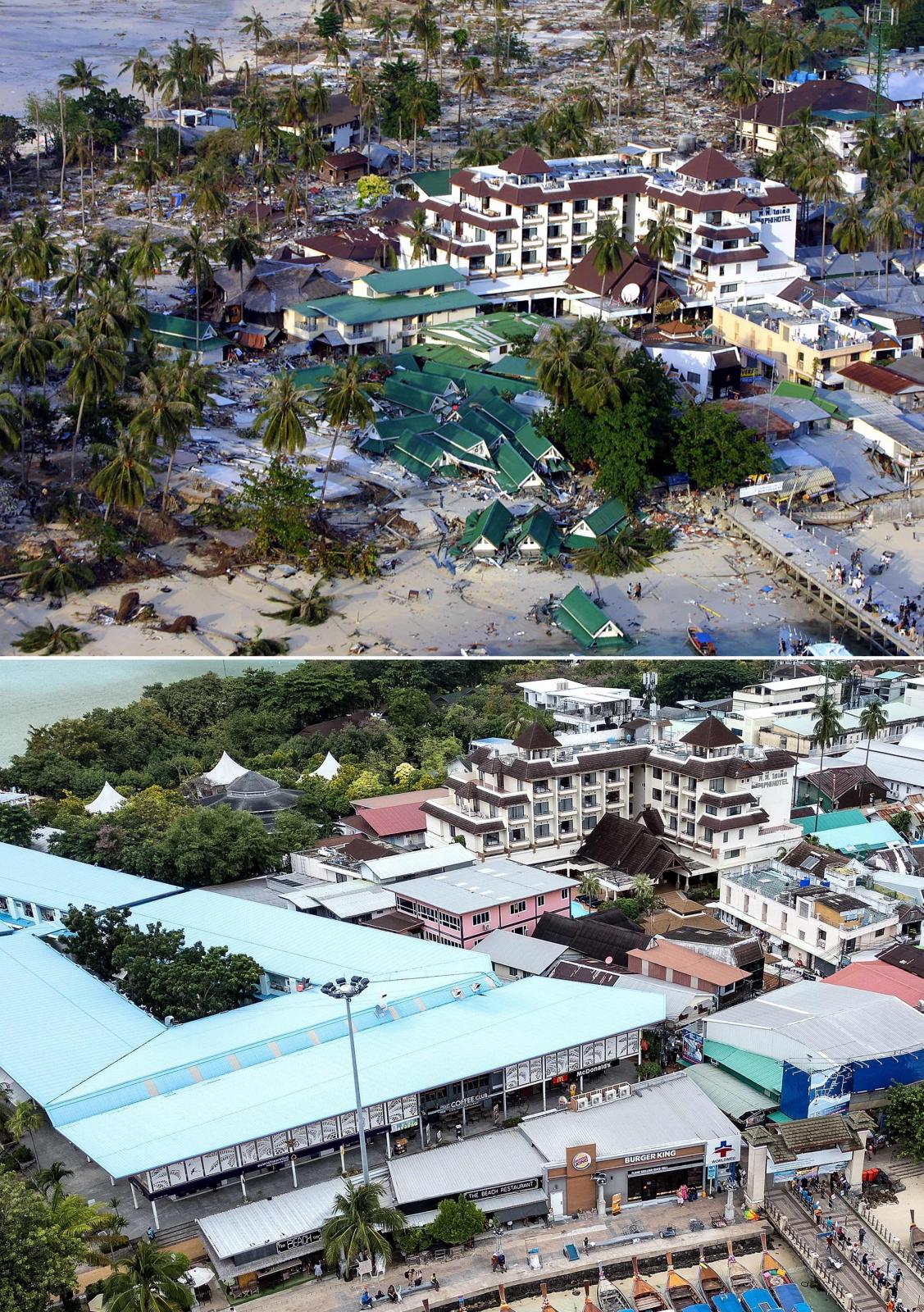 El antes y después en la isla indonesia de Sumatra tras el devastador tsunami de 2004