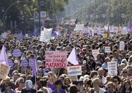 Manifestación en Madrid contra la violencia de género.