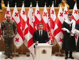 Mijeil Kavelashvili, durante su discurso de investidura en el Parlamento de Georgia.