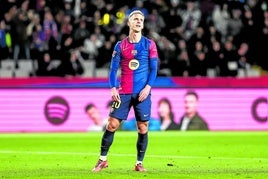 Dani Olmo en uno de sus últimos partidos con el Barcelona.