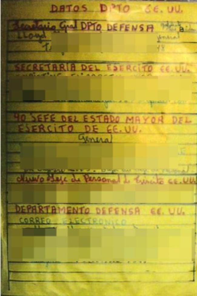 Documento manuscrito hallado por la Guardia Civil en el interior del domicilio.