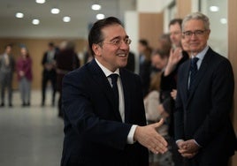 El ministro de Asuntos Exteriores, José Manuel Albares, este martes durante la IX Conferencia de Embajadores celebrada en Madrid.