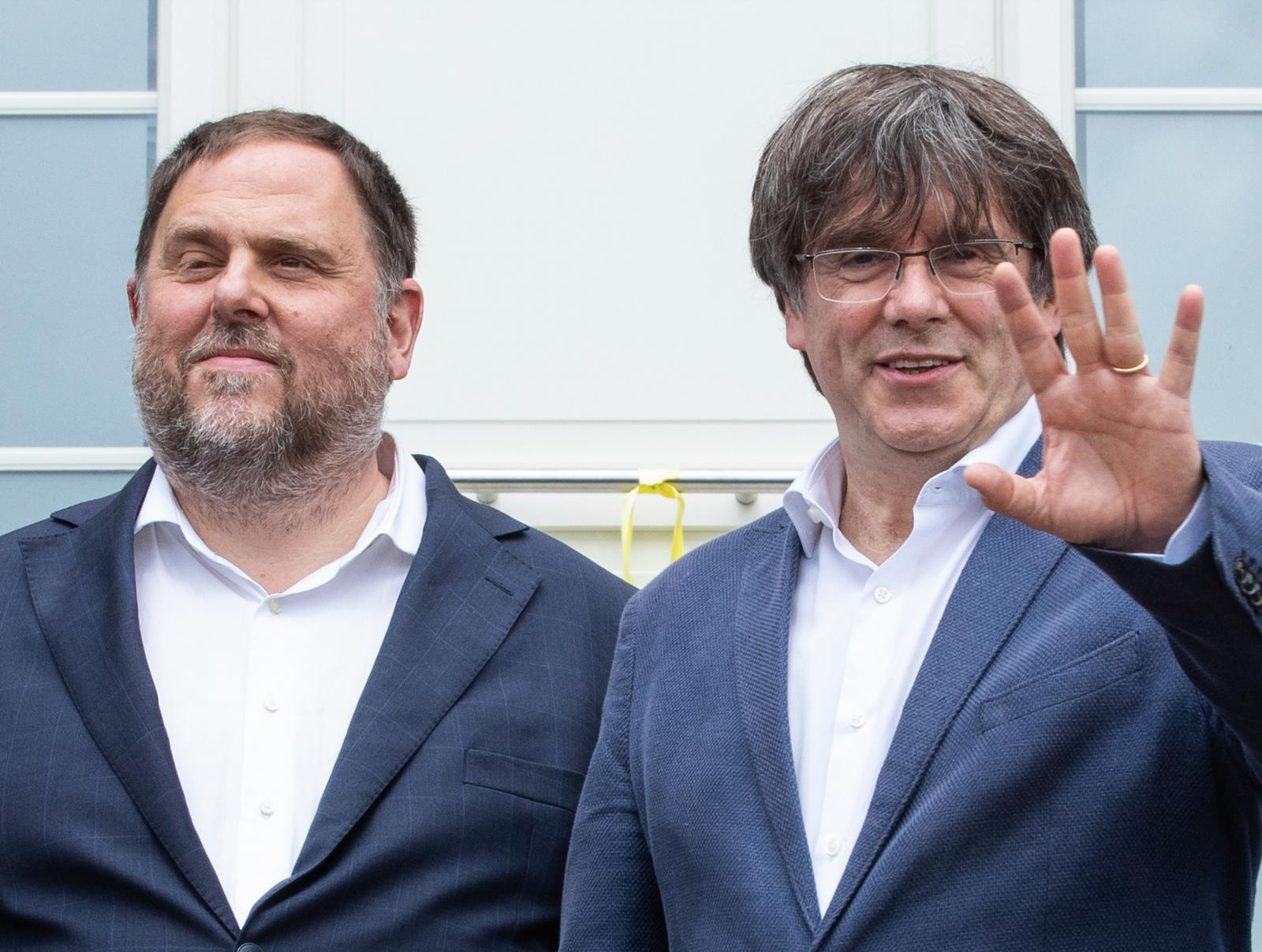 Puigdemont y Junqueras en su último encuentro, en 2021, en Waterloo