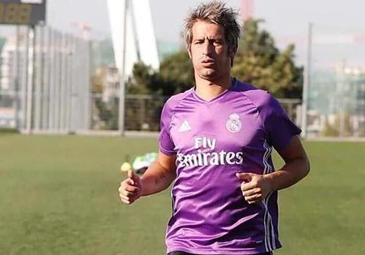 Fabio Coentrao during a training session with Real Madrid.