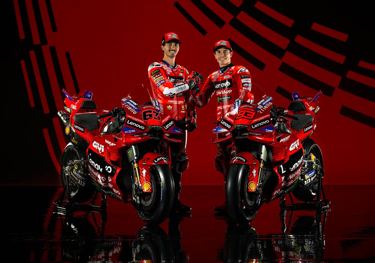 Pecco Bagnaia y Marc Márquez, en su presentación con Ducati.