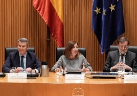 El presidente del PP, Alberto Núñez Feijóo, la presidenta del Congreso, Francina Armengol y el expresidente del Gobierno, Mariano Rajoy