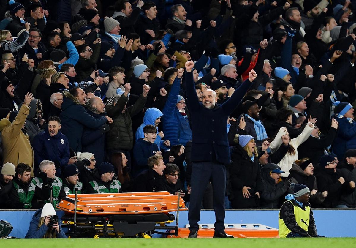 Pep Guardiola, celebrando la victoria ante el Chelsea