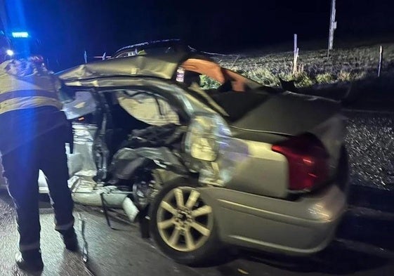 Estado en el que quedó el coche en el que viajaban las fallecidas.