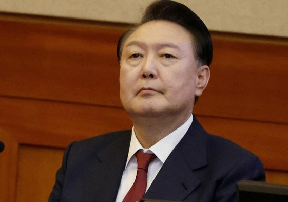 El presidente surcoreano, Yoon Suk-yeol, durante su juicio político.