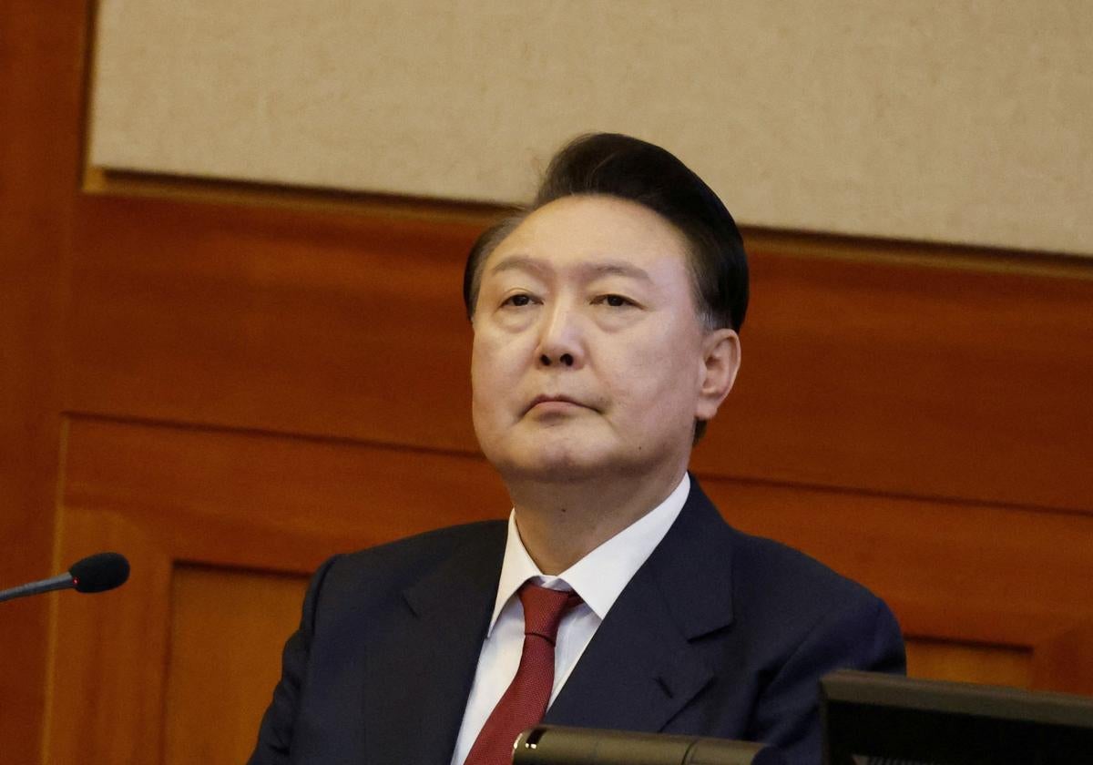 El presidente surcoreano, Yoon Suk-yeol, durante su juicio político.