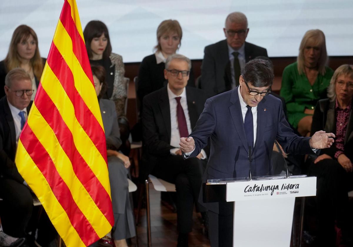 El presidente de la Generalitat, Salvador Illa, en la conferencia en la Escuela Industrial de Barcelona