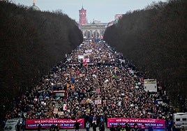 Imagen de la manifestación de esta tarde en Berlín.