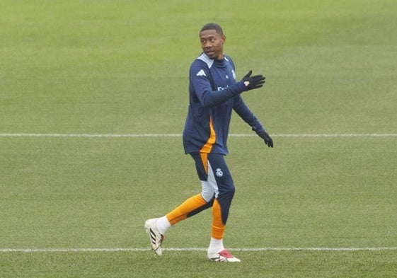 David Alaba, en un entrenamiento.