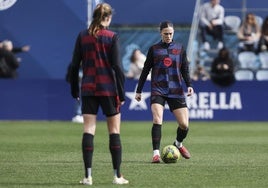 Mapi León, durante un entrenamiento del Barça.