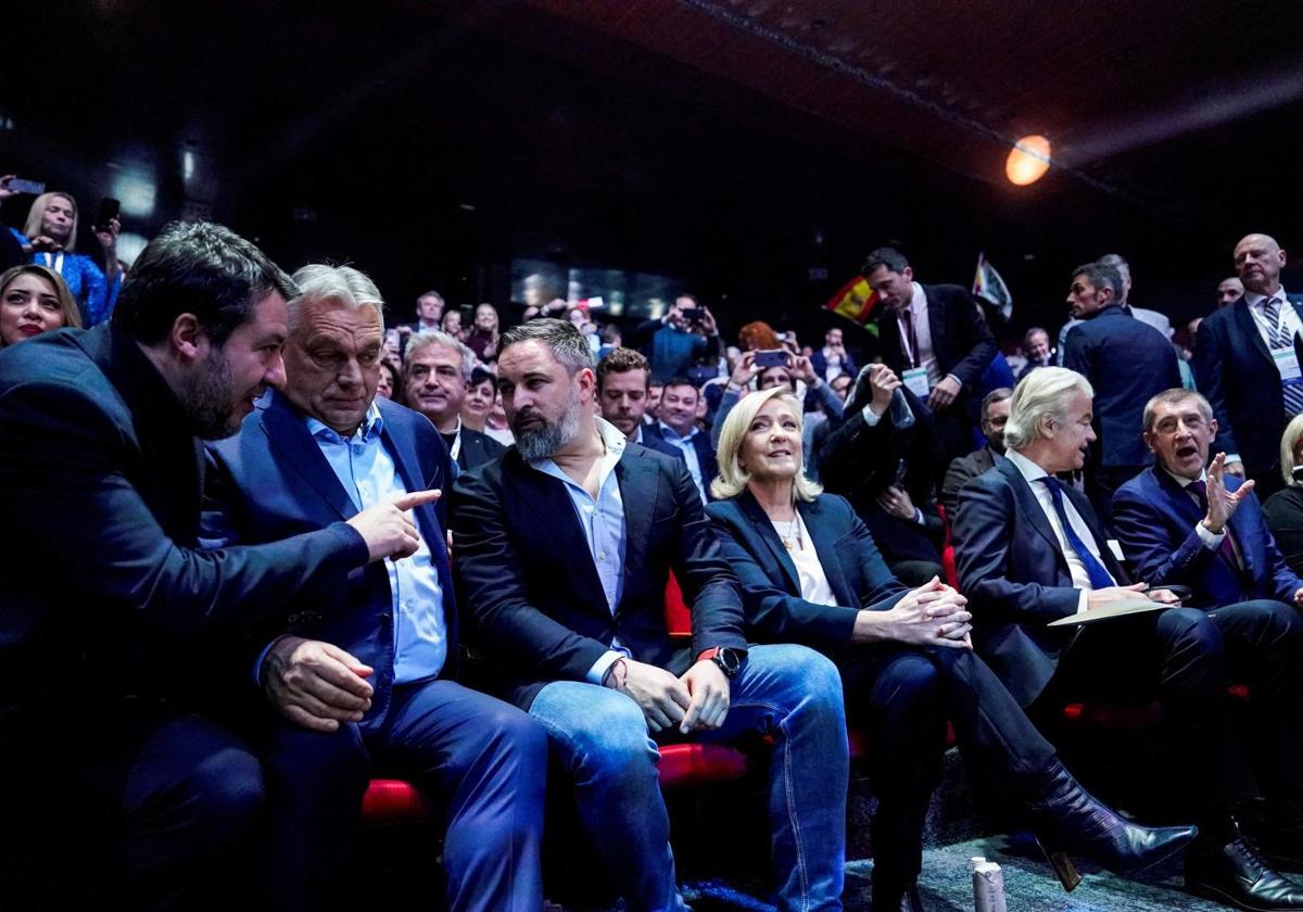 Matteo Salvini, Viktor Orban, Santiago Abascal y Marine Le Pen.