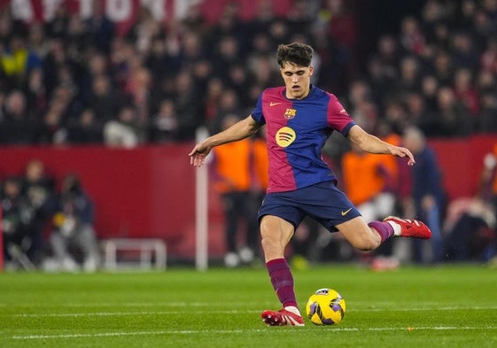 Pau Cubarsí, durante un partido de la presente temporada.