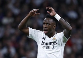 Vinicius, en el último partido de Liga del Real Madrid.