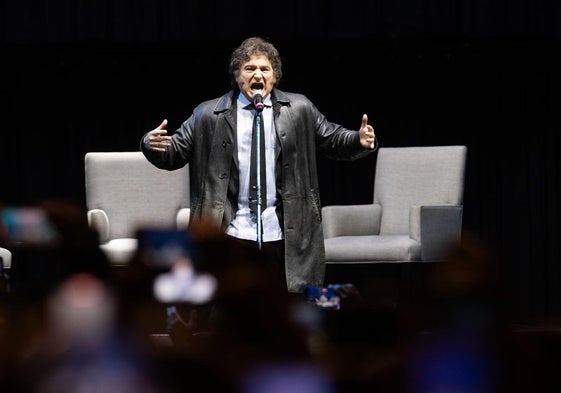 Javier Milei, presidente de Argentina, durante un discurso.