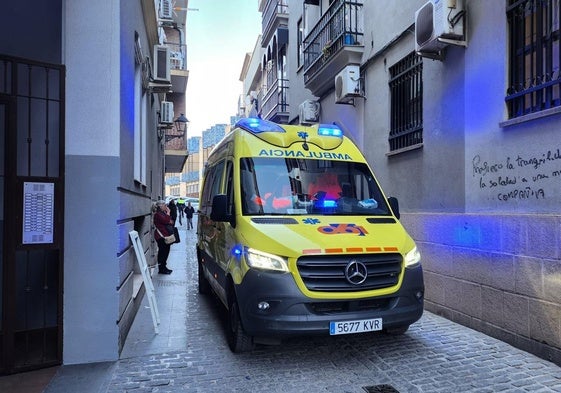 Ambulancia en la calle donde ha ocurrido la agresión. .