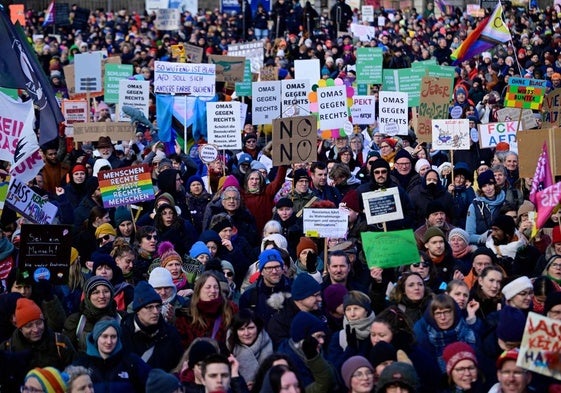 Manifestación en Berlín el 16 de febrero contra la ultraderecha.