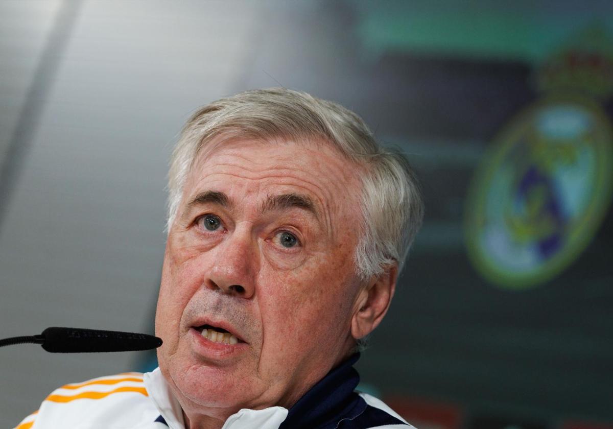 Carlo Ancelotti during the press conference.