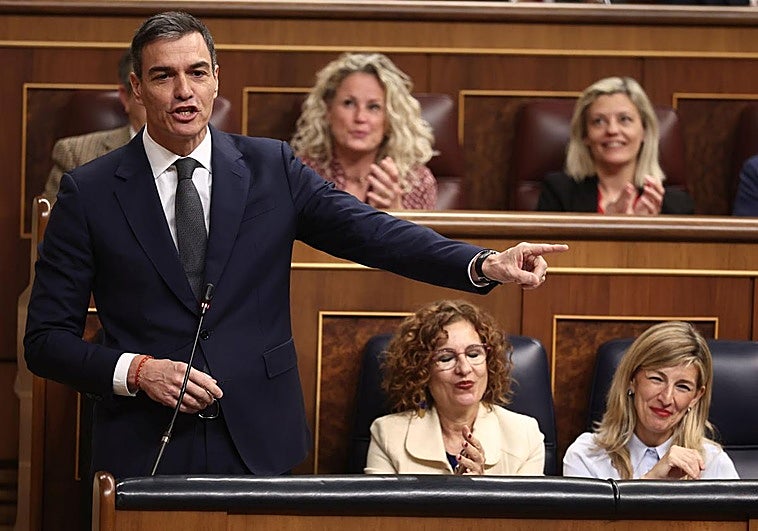 Pedro Sánchez durante la sesión de control al Gobierno en el Congreso de este miércoles.