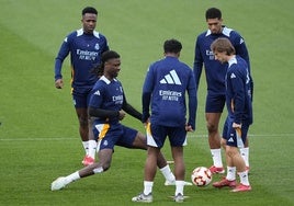 Los jugadores del Real Madrid, preparando el duelo copero del miércoles ante la Real Sociedad.