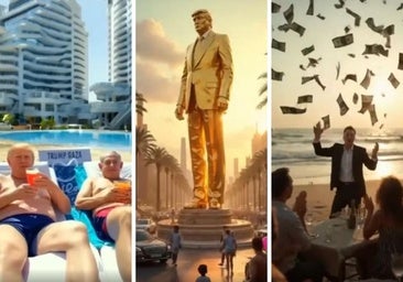 Trump muestra su ridícula Gaza turística con Elon Musk lanzando billetes y una estatua suya de oro