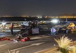 Estado en el que quedaron los vehículos implicados en el accidente ocurrido en la autovía de La Manga.