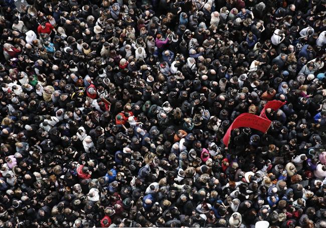 La protesta en la capital helena fue multitudinaria.