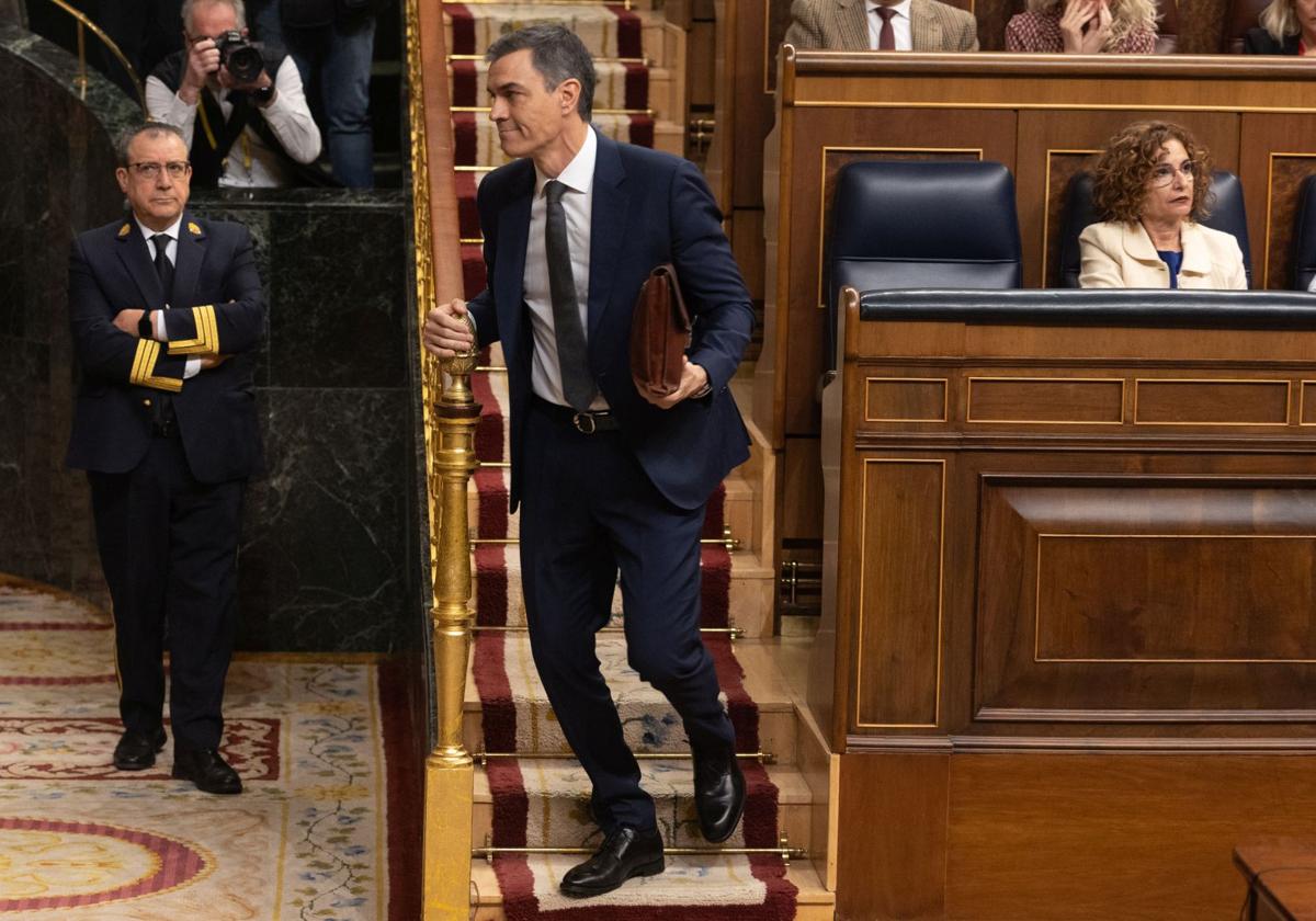 Pedro Sánchez, presidente del Gobierno, en el Congreso