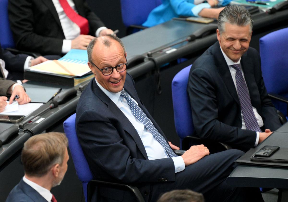 Friedrich Merz, futuro canciller federal, en la sesión de este jueves en el Bundestag.