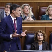 El presidente del Gobierno, Pedro Sánchez, este miércoles en la sesión de control al Gobierno en el Congreso
