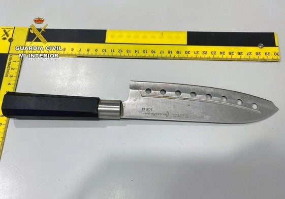 Arma empleada en la agresión en Puerto de Mazarrón.