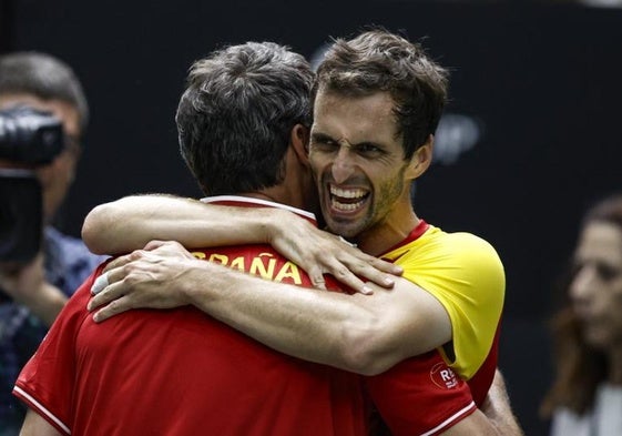 Albert Ramos, durante una eliminatoria de Copa Davis.