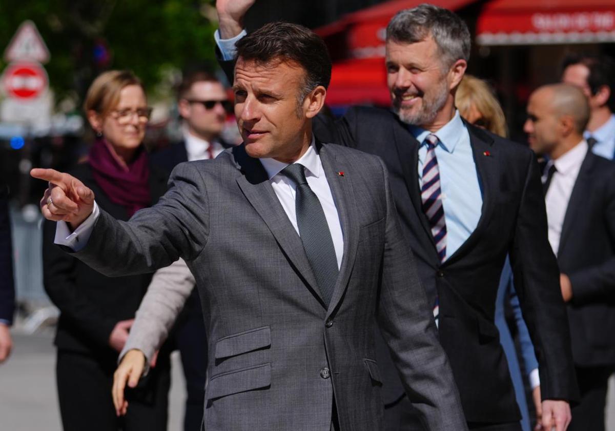 El presidente francés, Emmanuel Macron, este miércoles, en París, donde recibió al rey de Dinamarca.