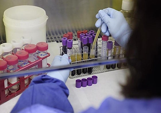 Investigador analiza muestras en el Hospital Clínic de Barcelona.